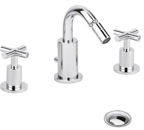 Bellosta - Batteria a Tre Fori per Bidet Serie Life Art.0507/7 - Cromo, con Scarico, A Magazzino