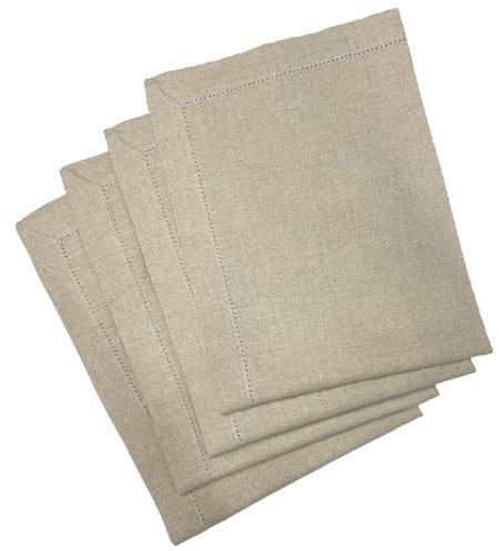 Sweet Needle leinenservietten Hohlsaumservietten Naturfarben 50x50cm 100% Europäischer Flachs Servietten 4er Set Waschbar. Ideal für Küche, Weihnachten, Hochzeit, Restaurant und den täglichen Gebrauch