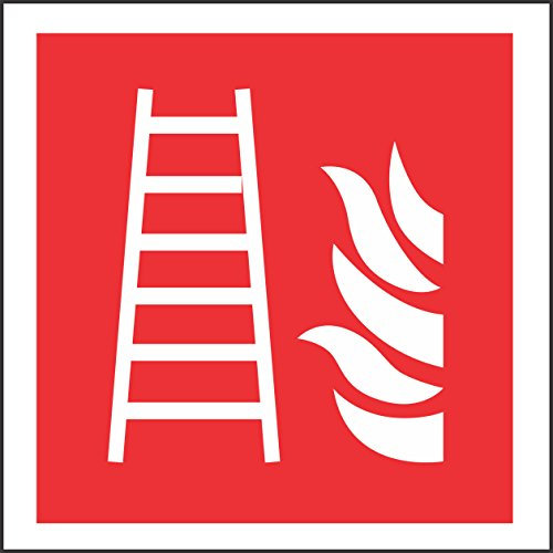 Indigos UG Aufkleber ISO Safety Zeichen International Feuerleiter - 100mmx 100mm - Sticker für Büro, Firma, Schule, Hotel, Werkschutz