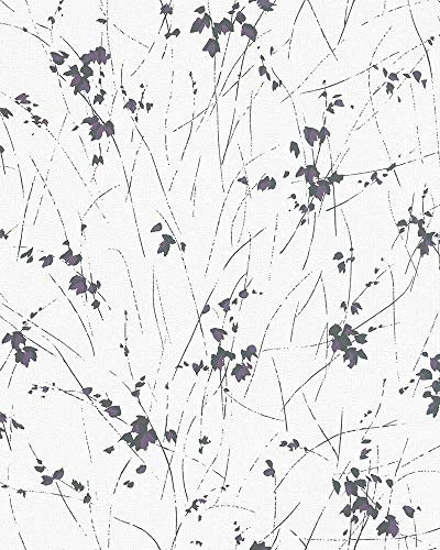 Tapete Weiß Floral Flora Pflanze Blume Blüten Kollektion Daphne für Schlafzimmer Wohnzimmer oder Küche Made in Germany 10,05m x 0,53m Novamur 82037