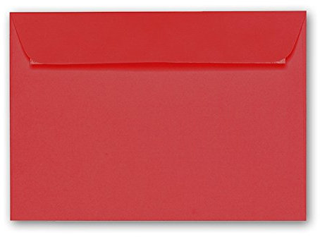 ARTOZ 100x Briefumschläge DIN C6 Rot - 16,2 x 11,4 cm - haftklebend - gerippte Kuverts ohne Fenster - Serie Artoz 1001