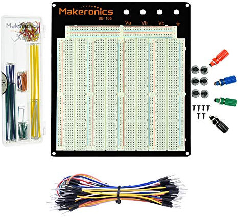 Makeronics Solderless 3220 Tie-Points Experiment Plug-in Breadboard Super Kit with Aluminum Back Plate and 140 U-Shape Jumper Wires + 65 Jumper Wires for Prototyping Circuit/Arduino