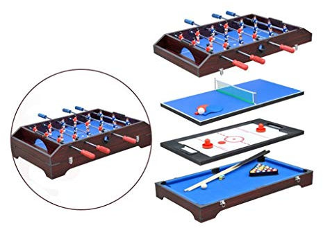 LCRACK 4 In 1 Multi-Combo-Sporttisch, Fun Machine Dauerhaft Einfache Operation Billardfeld, Fußballfeld, Eishockey, Tischtennis