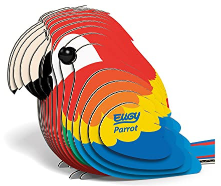 EUGY 650023 Papagei, 3D Tier-Puzzle für Kinder und Erwachsene zum Zusammenbauen, DIY Tierfigur, Bastelset ab 6 Jahren