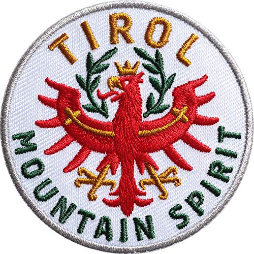 2 x Tirol Adler Patch hochwertig gestickt 65 mm/Aufbügler Aufnäher Bügel-Flicken Patches zum aufbügeln aufnähen Kleidung Rucksack/Österreich Tiroler Wappen Flagge Berge Wandern Reiseführer (Weiss)