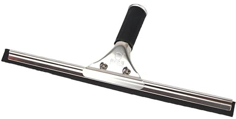 Rasqueta Limpiacristales de Acero Inoxidable para Espejo de Baño, Limpieza de Ventanas, Escobilla de Goma de 45 cm
