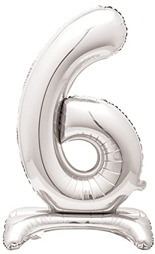 Majestic Silver 6 - Shaped Foil Balloon (76cm) - Elegant & Standalone Party Decor- Perfect for Milestone Celebrations - 1 Pc