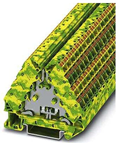 PHOENIX CONTACT PTRVB 4-PE Schutzleiterklemme, Push-in-Anschluss Anschlussart,16 Anzahl der Anschlüsse,2 Polzahl,0.142.5mm² Querschnitt,26 - 14 AWG, 8.3mm Breite,NS 35/7.5,NS 35/15 Montageart,10 Stück