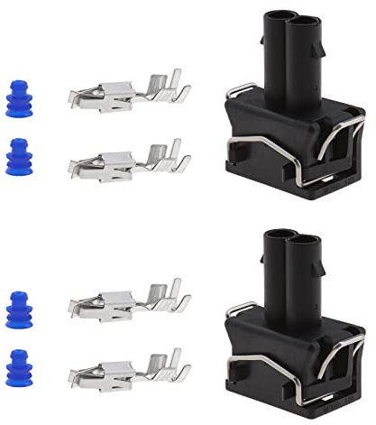 ECSiNG 2 Sets 2-polige Buchsenverbinder mit Buchsen und Dichtungen, kompatibel mit VW Skoda Seat 357972752, Auto-Reparaturset, drehbare Lampenhalterung