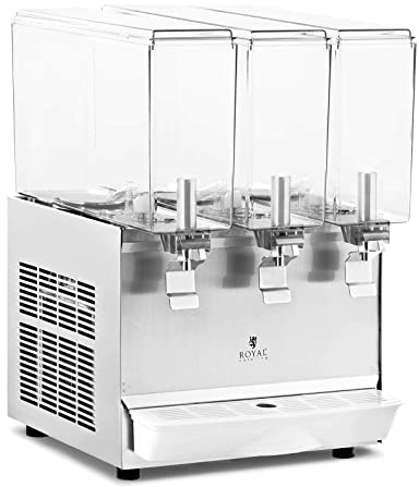 Royal Catering RC-JDD03 Distributeur De Boissons Réfrigéré 3 x 10 l Fontaine À Jus Avec Robinet (Contenance : 3 x 10 l, Puissance : 320 W, Fonctions : réfrigération, agitation)