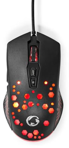 NEDIS Gaming Mouse - Verdrahtet - 800/1200 / 2400/3200 / 4800/7200 DPI - Einstellbar DPI - Anzahl Knöpfe: 7 - Programmierbare Tasten - Rechtshändig - 1.50 m - RGB