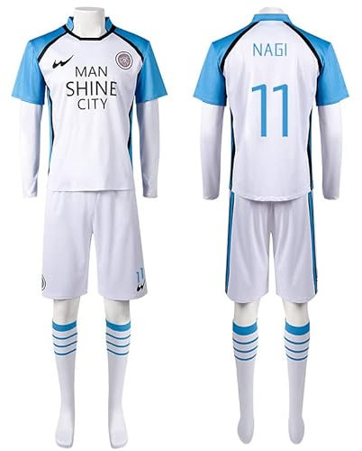 Zhongkaihua Anime Blue Lock Costume Cosplay Reo Mikage Seishiro Nagi Cosplay Football Kit No. 14/44/11/1 Jersey Soccer Suit Anime Costume Sportswear