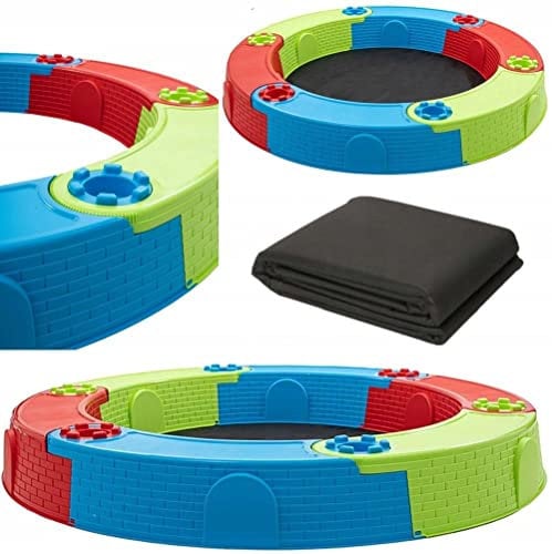 COIL Sandbox, piscina seca, caja de arena modular, caja de arena para niños, 2 en 1, caja de arena grande de 170 cm, caja de arena plegable, plástico, alfombrilla agrotextil