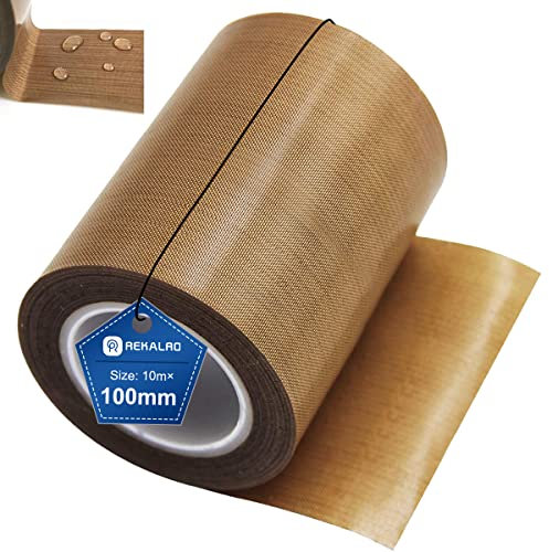 REKALRO Ruban adhésif en téflon/PTFE, adhésif haute température, ruban haute température pour imprimante 3D, ruban de mise sous vide (100 mm x 10 m)