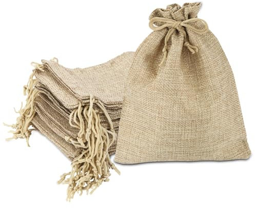 PuretéavHom 15 Stück Jutesäckchen 17x23cm Geschenksäckchen Stoffsäckchen mit Zugband Säckchen zum Befüllen Geschenktüten Wiederverwendbare für Schmuckbeutel Hochzeitsgeschenke DIY Handwerk Party