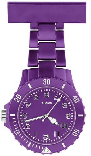 Taffstyle Krankenschwesteruhr Schwesternuhr Kitteluhr mit Nadel Silikon Analog Krankenschwester Uhr Tragbar Einziehbar Taschenuhr Pflegeuhr Hängeuhr Damen Herren Kinder Pfleger Lila