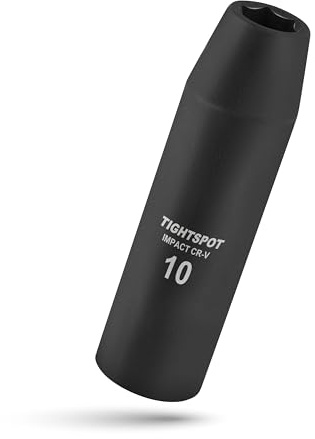 Tightspot 1 2 Inch Drive 10 Mm Deep Impact Socket with Anti Rounding 6 Point Design, Heat Treated CRV Steel, Metric