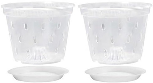 Washranp Lot de 2 pots à orchidées transparents avec trous latéraux 15 cm