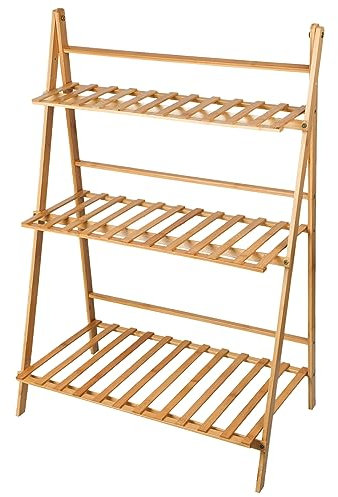 Belfoyer Pflanzenständer, Pflanzenständer, 3 Ebenen, Blumenregal, faltbar, Pflanzenleiter, Blumenleiter mit hängendem Stiel, ideal für Haus, Balkon, Terrasse, Garten, Natur