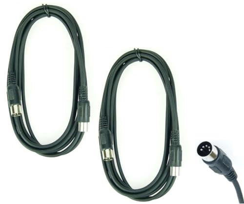 Paccs 2 x 3 m Midikabel, 5 pol schwarz, DIN MIDI Kabel 5 polig