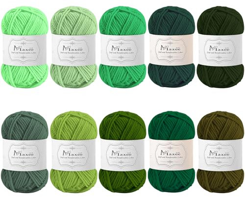 Maxee Häkelgarn 500g (50g*10 Farbe), Acryl Wolle Zum Stricken, Garn zum Häkeln und Stricken, Hand Knitting Yarn Set, Handstrickgarn Baumwollgarn für Häkeln, Wolle zum Stricken und Kunsthandwerk