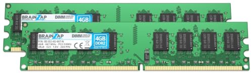 BRAINZAP 8GB (2x4GB) DDR2 667MHz PC2-5300U-555 DIMM CL5 2Rx8 1.8V Unbuffered Non-ECC RAM Arbeitsspeicher für Desktop PC Speichermodul Memory