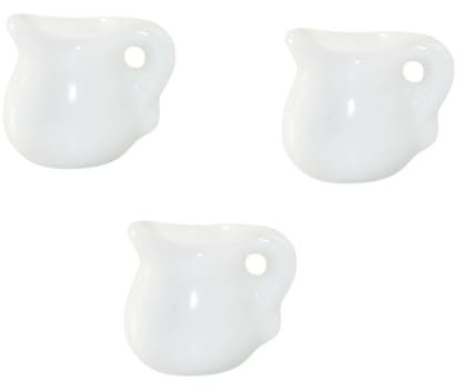 TOYANDONA 3 Pièces Mini Pot à Lait décor pichet Soucoupe Maison de poupée Pot à Lait Miniature des modèles Bouilloire Pots à Sauce Miniatures Mini Pots à Lait Blanc céramique