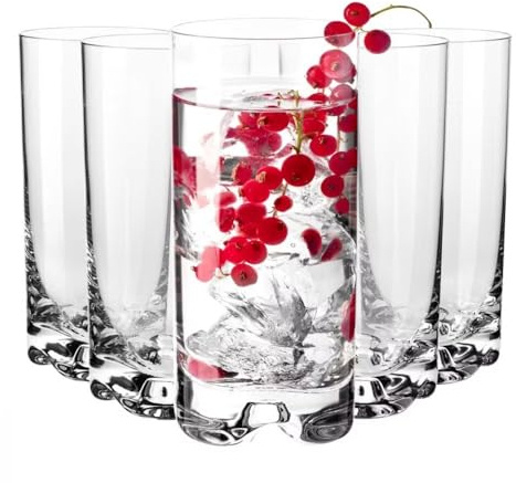 Krosno Wassergläser 6er Set, 350 ml, Mixology Kollektion | Cocktailgläser Set für Getränke, Bleifreies Kristallglas mit Optikdekor, Trinkgläse, Strukturboden, Spülmaschinenfest