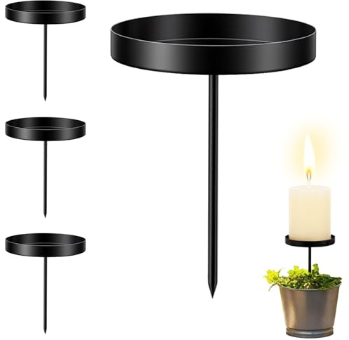 4er Adventskranz Kerzenhalter Schwarz Set,ø7,5cm/6,5cm/4,5cm Wählbar Metall Adventskränze Kerzenhalter mit Plattform,Kerzenstecker Adventskranz Kerzenteller für Stumpenkerzen Weihnachtsgirlande-4,5cm