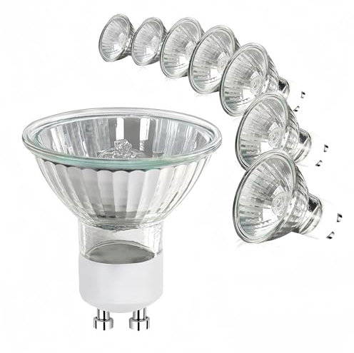 WinDerMo GU10 Halogen Leuchtmittel 35W, Halogenlampen GU10 Dimmbar 8 Stück, Glühlampen GU10 2700K Warmweiß, Halogen 35W 230V Glühbirne, Halogen Reflektor 50x53mm, Halogen Spot Deckenglühbirnen 420LM