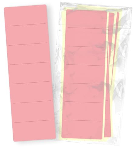 itenga 50x Ordneretiketten BREIT Ordnerrückenschild für BREITE Ordner vollflächig farbig I Ordnerschild selbstklebend aus Haftpapier 6x19cm (rosa)