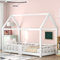 Kayan Kinderbett Hausbett 90 x 200 cm, Holzbett für Kinderzimmer inkl.Tafel Lattenrosten Rausfallschutz, aus Kiefernholz, ohne Matratze