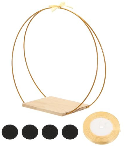 PATIKIL 12 Metall Blumen Reif Mittelstück mit Ständer 1 Set Runde Traum Fänger Ringe mit Goldenem Band für Hochzeit Tisch Kranz Dekor Basteln Gold