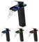 KEOKBON LED Schwarz Wasserfall Wasserhahn Hoch, RGB 3 Farbewechsel Waschtischarmatur Einhebelmischer mit Temperatursensor Waschbeckenarmatur Edelstahl 304 für Badezimmer, 2 Schlauches（G3/8 x 50cm ）