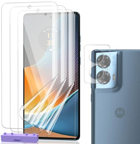 AnnhanT Protector Pantalla para Motorola Edge 50 Fusion, Película de TPU Flexible [sin vidrio] 3 Piezas y Cristal Templado de Lente cámara 1 Piezas. HD Claro Motorola Edge 50 Fusion Protector