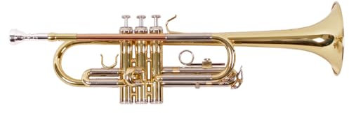 Karl Glaser C- Trompete mit Goldmessing Mundrohr Neusilber Koffer + Mundstück