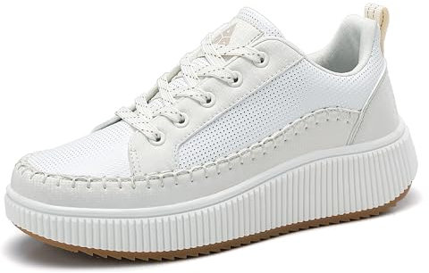 ZPAWDH Femmes Platform Chaussures de Running Basket Légères Outdoor Running Fitness Sneakers Beige 38EU