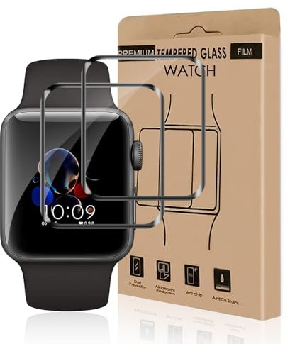 Carantee Verre Trempé pour Apple Watch Series 4/5/6/SE (44mm), 2 Pack Anti Rayures vitre protection, à l'épreuve des bulles, Résistant à L'eau, Haute définition Apple Watch 44mm protection écran