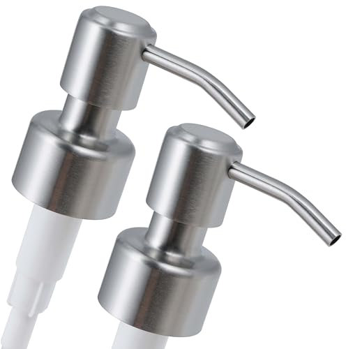 ALTGLAS 2 Stück von Seifenspender Pumpkopf Roma - Doppelpack Edelstahl Pumpaufsatz mit 28mm Gewinde als Ersatz Pumpe und Upcycling Seifen Spender zu Bauen mit Jacky Flaschen (Silber Gebürstet)