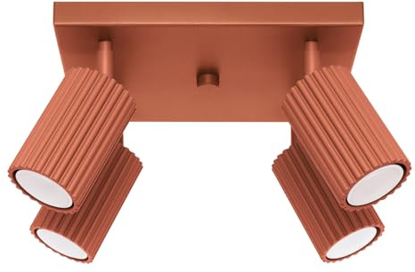SOLLUX lighting Deckenlampe Deckenleuchte Deckenstrahler Aluminium 4 Flammig 25 x 25 x 16,5 cm Karbon Ockerrot