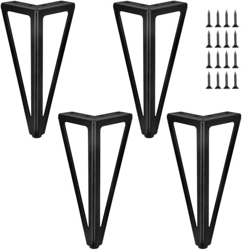 WZCMLJ 4 Stück Ersatz Möbelfüße Metall Schwarz, 6 / 15cm Möbelfüsse, DIY Möbel Füße Tischbeine Schrankfüsse, Bett für Stühle, Schrank und Sofa, andere Möbelbeine. (Schwarz, 20cm)