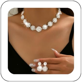 Zoestar Set di gioielli da sposa con strass scintillanti, collana e orecchini, bigiotteria formale da donna, Taglia unica, Gemma, /