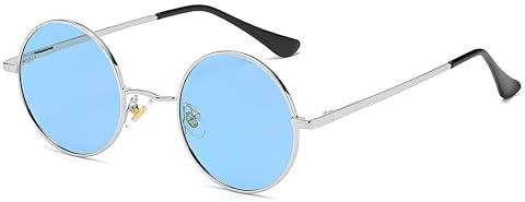 LHSDMOAT Retro Small Round Polarized Men Women Sunglasses, Vintage 60s 70s Lennon style Hippie Sun Glasses, UV400 Trendy Carnival Circle Shades