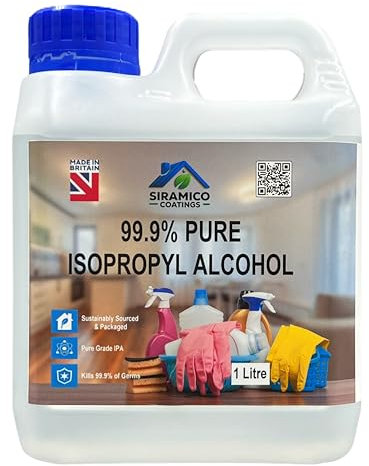 Isopropyl Alcohol 99.9% Pure | Lab Grade IPA | 1 Litre | Rubbing Alcohol for Cleaning and Disinfecting | Solvent for Electronics, Windows, Glass, Appliances, and More