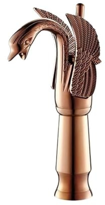 Golden Swan mitigeur de salle de bains à poignée, robinet monté sur comptoir en laiton, eau chaude et froide(Rose Gold)