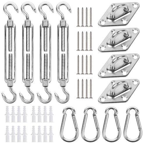 YOFIT Sonnensegel-Hardware-Set, 15,2 cm, Outdoor-Sonnensegel-Zubehör, Spannschlösser und Halterungen aus 304 Edelstahl, für dreieckige/rechteckige Segel, Terrassenüberdachung,