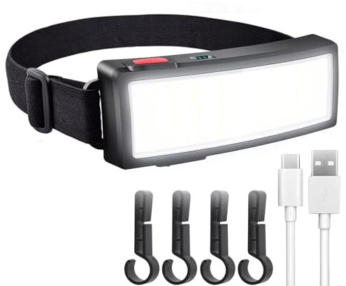 RigSmart LED Headlamp Flashlight 1200 Lumen USB Rechargeable COB Floodlight Lightweight, Waterproof Headlight - Work Light for Hard Hat - Car Maintenance and Construction - Cycling Fishing Outdoor