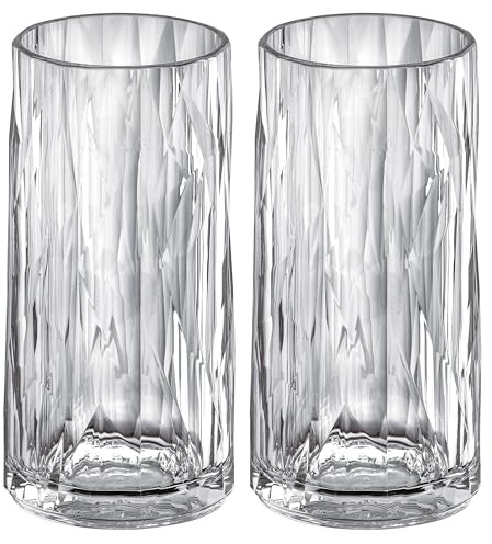 Koziol Superglas Club No. 8, 2 pièces, 300 ml, verre à long drink en plastique cristallin, luxueux, incassable, réutilisable, fête, camping, set de 2 pièces