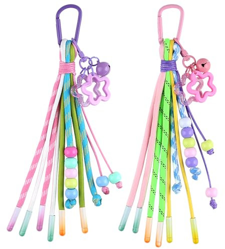 Stern Schlüsselanhänger Aesthetic Anhänger Bunt Perlen Geflochten Seil Dekorativ Taschenanhänger Damen Lanyard Riemen Perle Entwurf Taschen Charms Star Key Chain Beads Braided Rope Keychain Bag Charms