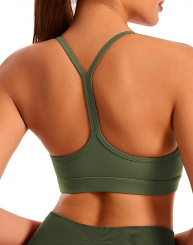 JOYSPELS Sport BH Damen ohne Buegel Gepolstert Bustier trägerloser Crop Tops Yoga Bra Workout Yoga Top Fitness Grün S